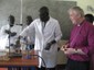 Bishop Nicholas Holtam at opening of Juba Diocese Model School Science Lab